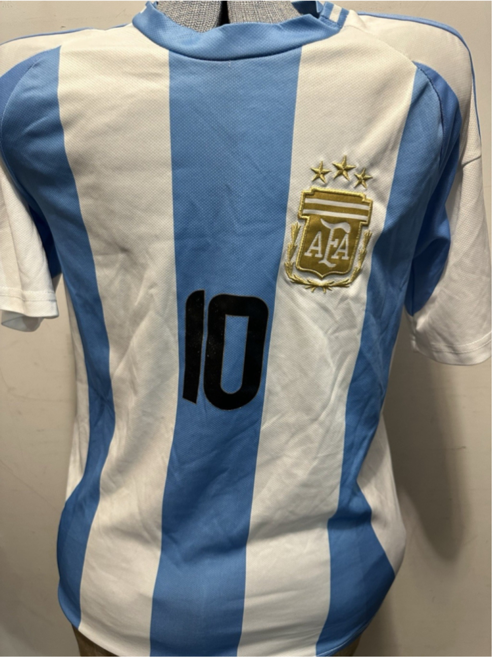 Lionel Messi Argentina National Team #10 Home Soccer Jersey White/Blue Size S
